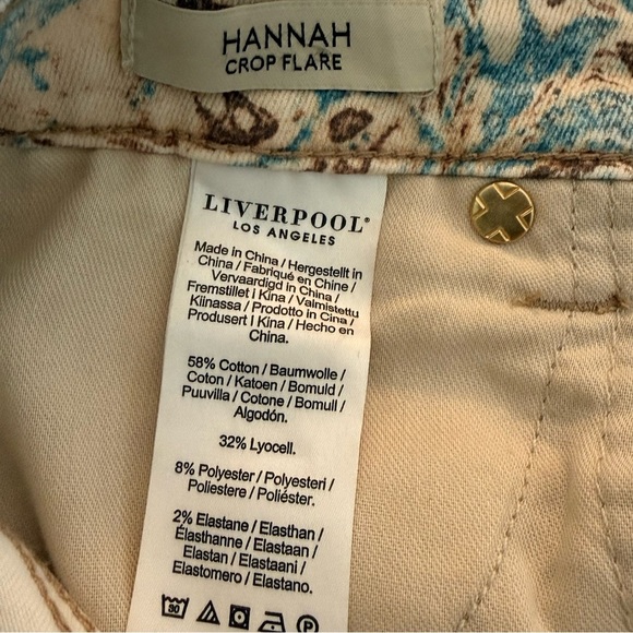 Liverpool Los Angeles Hannah Crop Flare Marble Print Jeans Size 2 - Picture 10 of 11